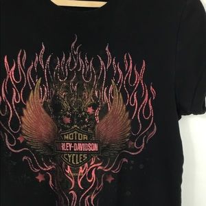 Harley Davidson womens large tshirt Thunderbird HD Wings Flames